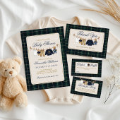 Luxsary  Bear Plaid Baby Shower Books Poster