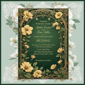 Alphonse Mucha Floral Opulence Gold Frame Wedding Kaart