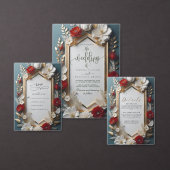 Luxe Bloemmotief met Gouden Bladeren Details Informatiekaartje (Personaliseer de collectie van deze zelfstandige maker.)