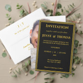 Luxe Zwart & Goud Monogram Huwelijk Retouradres Etiket (Personaliseer deze collectie van deze onafhankelijke maker. Test)