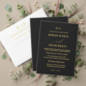 Luxe zwarte en gouden trouwprogramma kaart (Personaliseer deze collectie van deze onafhankelijke maker. Test)