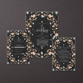 Luxe zwarte bloemendiamanten Save the Date Kaart (Personaliseer de collectie van deze zelfstandige maker.)