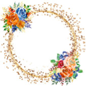 Luxe glitter Blue Oranje Floral bespaart de datum Save The Date