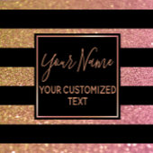 Luxe Goud Roze Glitter Strepen Monogram Naam Tote Bag