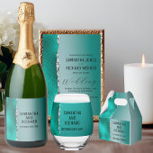 Luxe Blauwgroen Turquoise Zilveren Glitter Bruilof Kaart