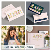Haarsalon goud en roze blush luxe kapsalon visitekaartje