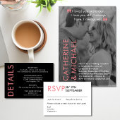 Magazine Hoesje Trendy Dark Photo QR Code Bruiloft Kaart