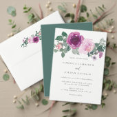 Magenta Pink Floral White Leaf Green Wedding Kaart (Personaliseer deze collectie van deze onafhankelijke maker. Test)