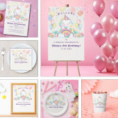Magical cute unicorn girl birthday celebration kaart
