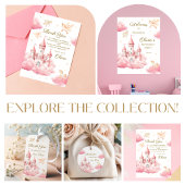 Magische roze prinses baby meisje dank u bedankkaart