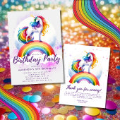 Magische regenboogunicorn Birthday-uitnodiging Kaart