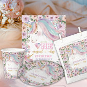 Magical Unicorn Purple Flower 1st birthday Papieren Bordje