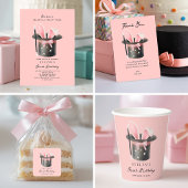 Roze 1e Verjaardag Goochelaarshoed Dank Je Bedankjes Labels