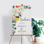 Magnolia Citrus huwelijksprogramma Fan bewerkbaar  Handwaaier