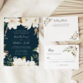 magnolia en roze floral bruiloft programma programmakaart