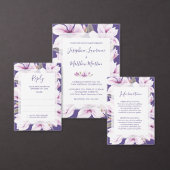 Magnolia Violet Floral bruiloft uitnodigingen (Personaliseer de collectie van deze zelfstandige maker.)