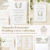 Waterverf Magnolia Wedding Crest Save the Date