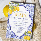 Geel Blauw Hoofd Squeeze Bruids douche Advieskaart Kaart