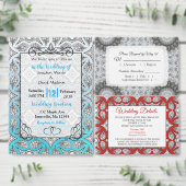 Zwart en blauw Mandala Weddenschap Opslaan Datum Aankondigingskaart (Personaliseer de collectie van deze zelfstandige maker.)