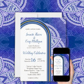 Mandala's in gemengd Nederlands Blauw Aankondigingskaart