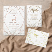Marmeren look en koper geometrische bruiloft RSVP (Personaliseer de collectie van deze zelfstandige maker.)