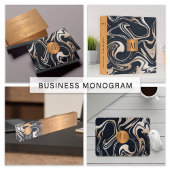 Modern glam marmer zwart roos goud monogram muismat