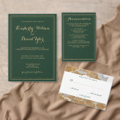 Marmeren Groene en Gouden Huwelijksdetailskaart Informatiekaartje (Personaliseer de collectie van deze zelfstandige maker.)