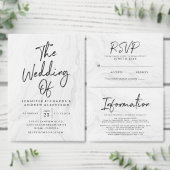 Modern wit marmer script | Huwelijksuitnodiging Kaart (Personaliseer de collectie van deze zelfstandige maker.)