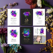 Mardi Gras Waterverf Floral Quinceañera All In One Uitnodiging