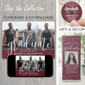 Modern Trendy White Script Afstudeerder Party Door Acryl Uitnodigingen