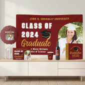 Maroon Gold Gefeliciteerd Graduation Party Sparkling Wijnetiket