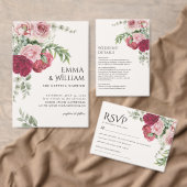 Blush Pink and Marsala Rose Wedding Ronde Sticker (Personaliseer de collectie van deze zelfstandige maker.)