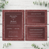 Upscale Marsala Glitter Look Wedding Guest Insert Informatiekaartje (Personaliseer de collectie van deze zelfstandige maker.)