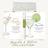 Waterverf Martini Party Whimsical Fun Drinken Kaart