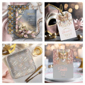 Maskerade Masker Motif Harlequin Roos Gold ID1032 Bedankdoosjes