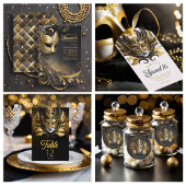 Masquerade Motief Sweet 16 Zwart Goud ID1032 Bedankzakje