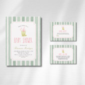 Sage Gestreepte Matcha Bubble Tea Luier Raffle Informatiekaartje