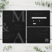 Moderne minimalistische mat zwart bruiloft RSVP kaartje (Personaliseer de collectie van deze zelfstandige maker.)