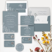 Meadow Flowers Blauw Grijs Wedding Menu