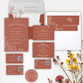 Meadow Flowers Terracotta Wedding Folie Uitnodiging