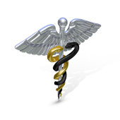 Medical Silver Caduceus Black Gold Mok