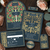Gray Royal Medieval Sword Wedding Seding Chart Poster