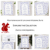 Mediterraan Blauwe Wilde Bloem QR Code Trouwen Kaart