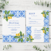 Mediterraan blauw tegels citroenen moeder bruid tote bag (Personaliseer de collectie van deze zelfstandige maker.)