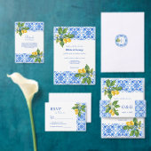 Gepersonaliseerde mediterrane citroenen bruiloft b bier onderzetter (Personaliseer de collectie van deze zelfstandige maker.)