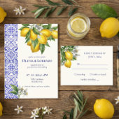 Mediterranean Blue & Lemon Branch Wedding Return Etiket