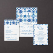 Mediterrane zomer modern blauw mozaïek Bruiloft Informatiekaartje (Personaliseer de collectie van deze zelfstandige maker.)