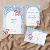 mediterrane tegel patroon bruiloft save the date (Personaliseer de collectie van deze zelfstandige maker.)