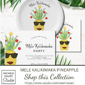 Mele Kalikimaka Party Pineapple Invitation Postcar Uitnodiging Briefkaart