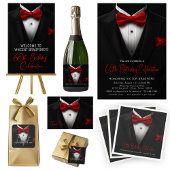 Mannen Rode Zwarte Tuxedo Verjaardagsfeest Servet